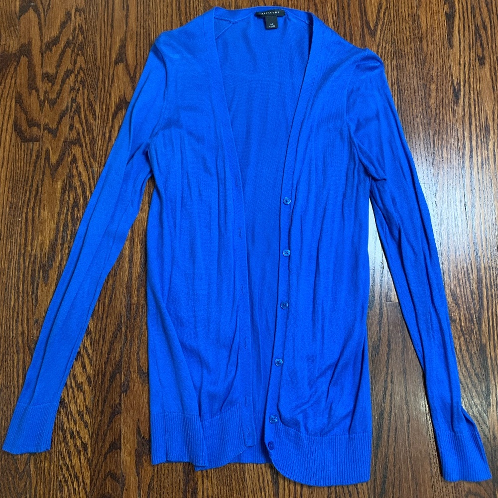 Attitude Royal Blue Button Up Cardigan Small